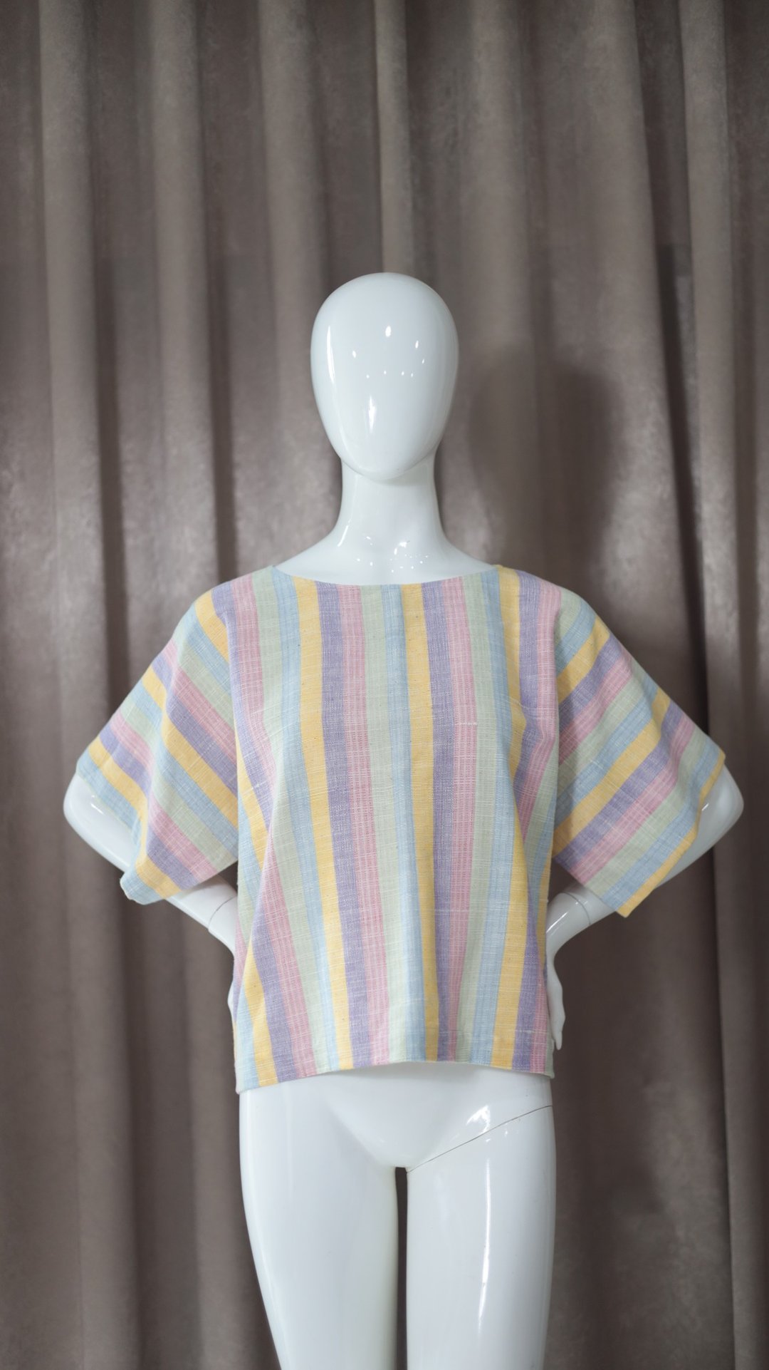 Loom & Leaf - 宽袖和服式上衣 手捻棉手工织布 - 女装上衣 - 棉 多色