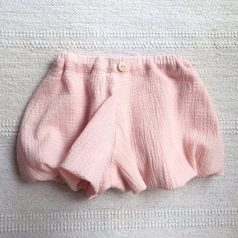小童 A面气球裤+B面花边小短裤 粉嫩双面可穿 - 童装裤 - 棉．麻 粉红色