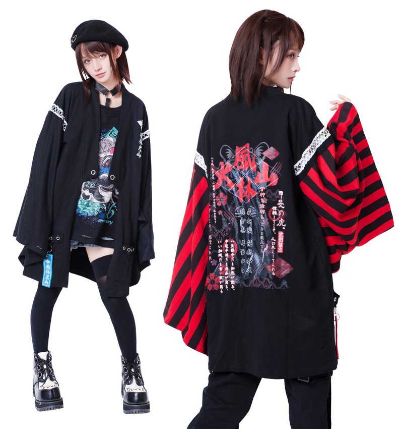o吉儿o独家原创=甲斐之虎武田信玄风林火山印花羽织【JJ2291】 - 中性连帽卫衣/T 恤 - 其他材质 黑色