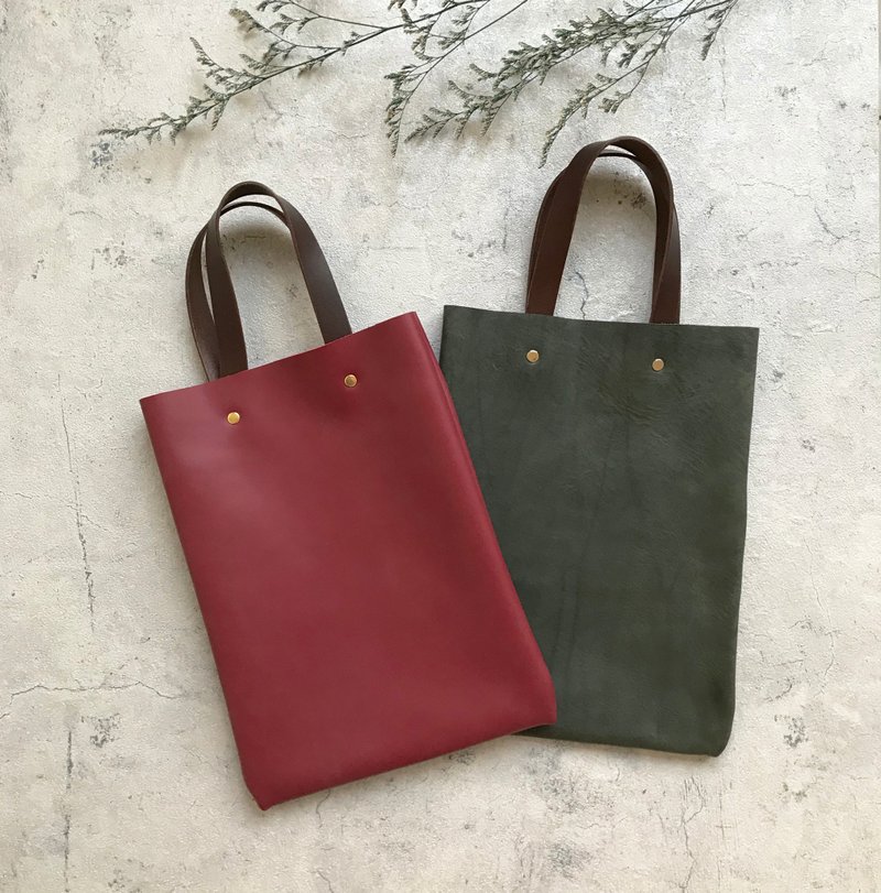 展示品SALE 经典款真皮长方形手袋 (手提款)  酒红色 - 手提包/手提袋 - 真皮 红色