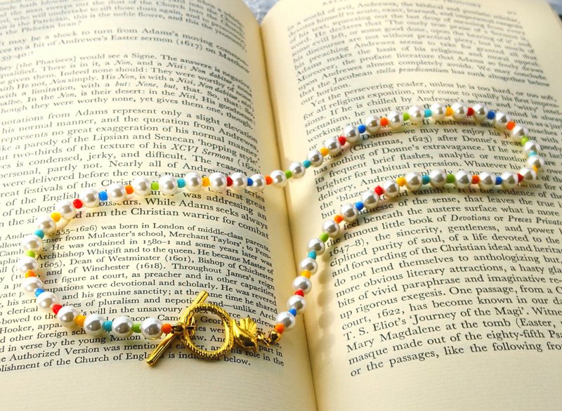 小鸟造型扣环。贝壳珍珠项链 - 项链 - 贝壳 白色