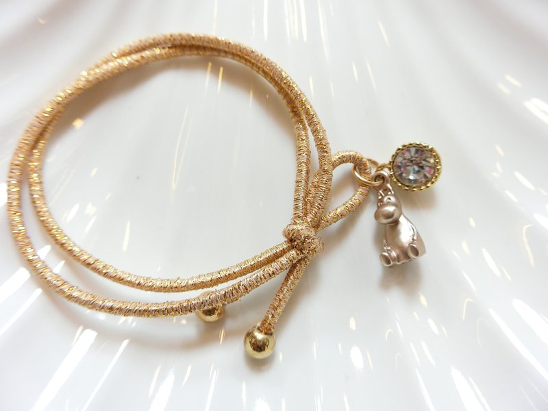 可爱立体的咖啡金小河马和气质肤的双层金银丝发束 - 发饰 - 绣线 多色