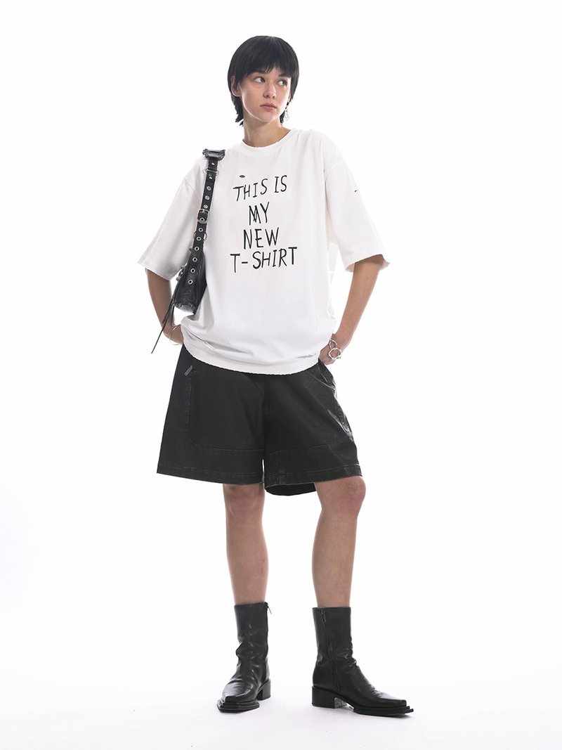 Unvesno (UN) This Is My New T-Shirt 印花磨边破洞短袖SWS-1692 - 女装 T 恤 - 棉．麻 绿色
