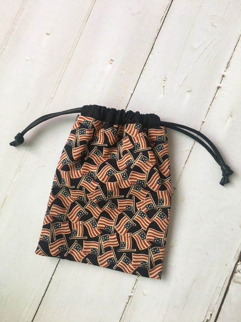 美国国旗简约小束口 - 化妆包/杂物包 - 棉．麻 蓝色