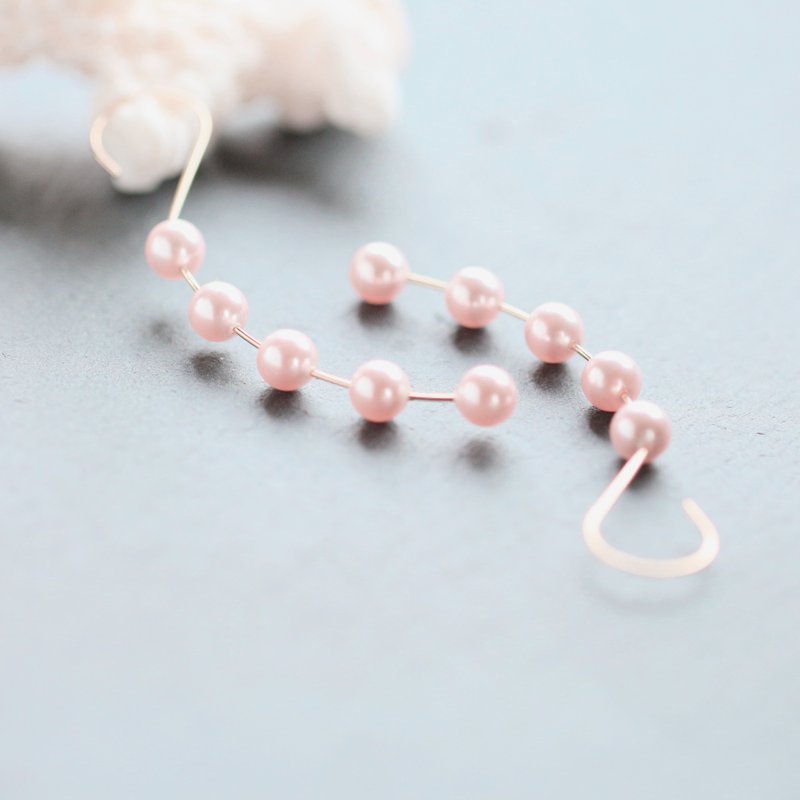14kgf Swarovski Pearl Cherry Blossom Color Prima Pierced Earrings - 耳环/耳夹 - 其他金属 粉红色
