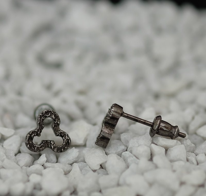 Warning Chemical weapon Earring - 耳环/耳夹 - 纯银 黑色