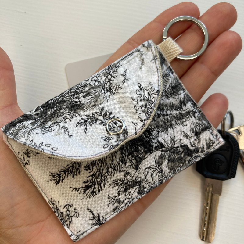 带按钮的卡夹 9 厘米 x 6.5 厘米 - 名片夹/名片盒 - 棉．麻 灰色