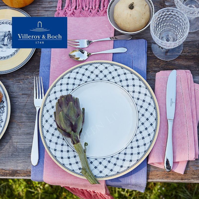 VB │ 奥顿系列-27cm圆盘-Promenade漫步图腾 - 盘子/餐盘/盘架 - 瓷 黄色