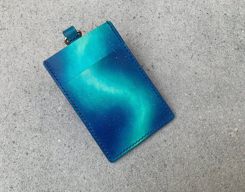 手染皮革 极光 夜空 蓝绿色 卡套 卡夹 - 证件套/卡套 - 真皮 紫色