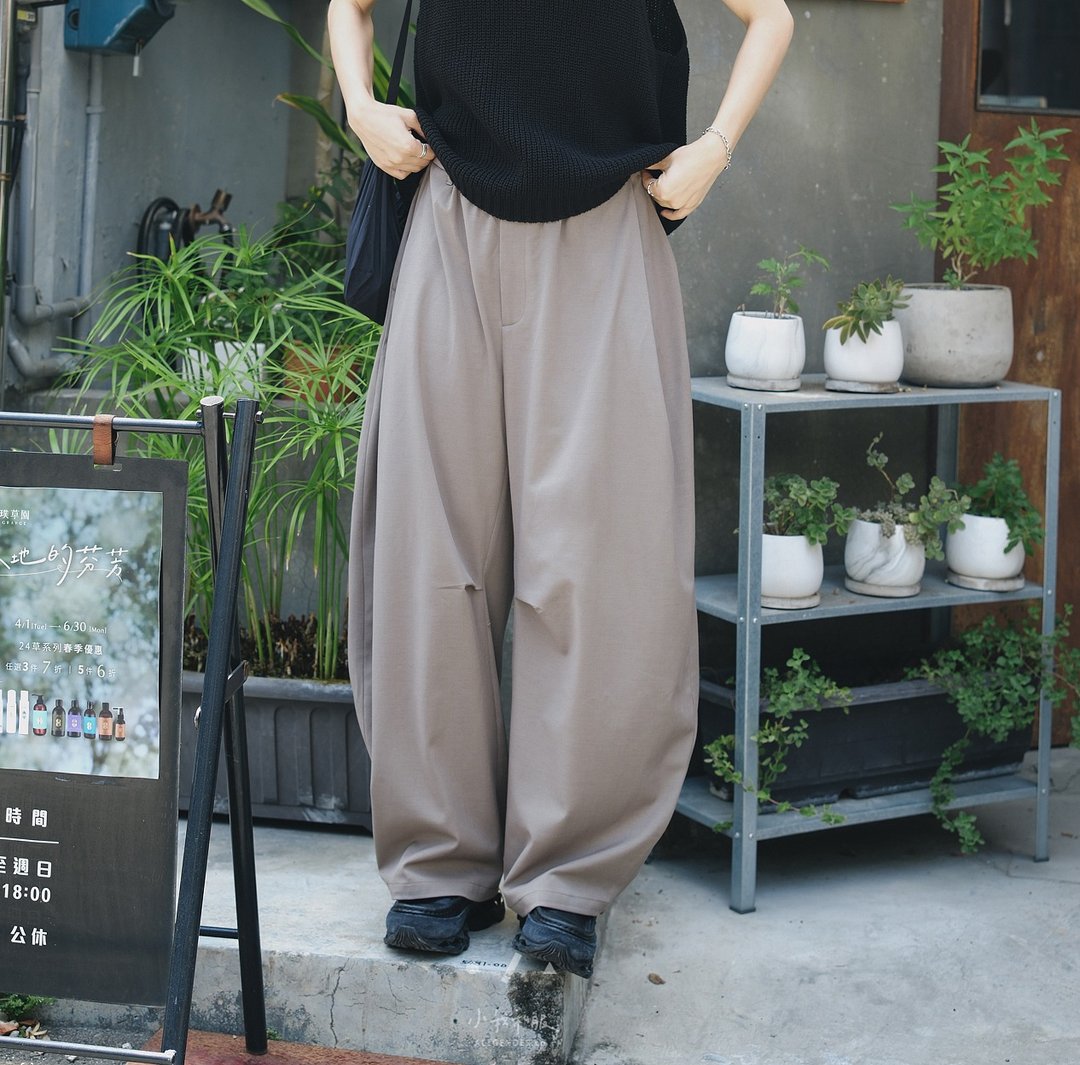 小我独家 我的凉拌小菜夏日落地西装裤 现货 - 女装长裤 - 棉 卡其色