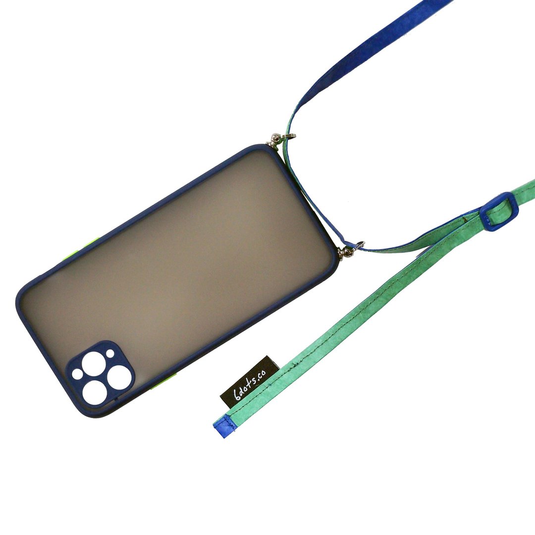 iPhone 13 12背绳背带手机壳 可调整式挂脖斜背两用 减压手机背带 - 手机壳/手机套 - 塑料 蓝色