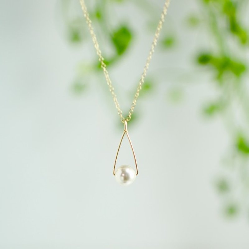 14kgf Swarovski Pearl Gold Wire Necklace - 项链 - 其他金属 白色