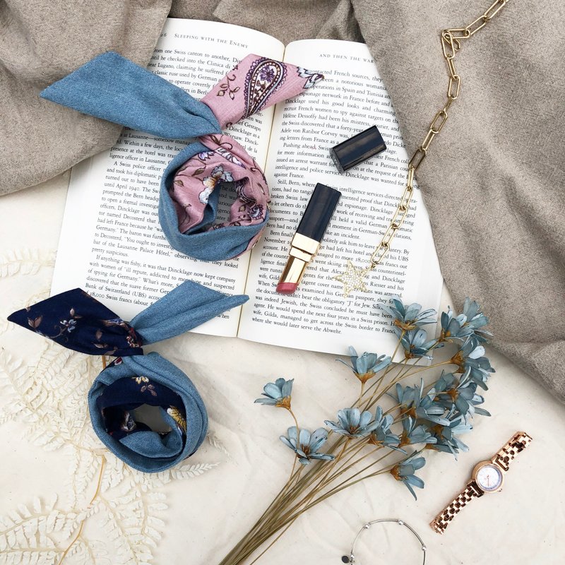 花漾年华 / 蓝 粉 变形虫 / 软铁丝 铁丝 发带 发箍 - 发带/发箍 - 棉．麻 