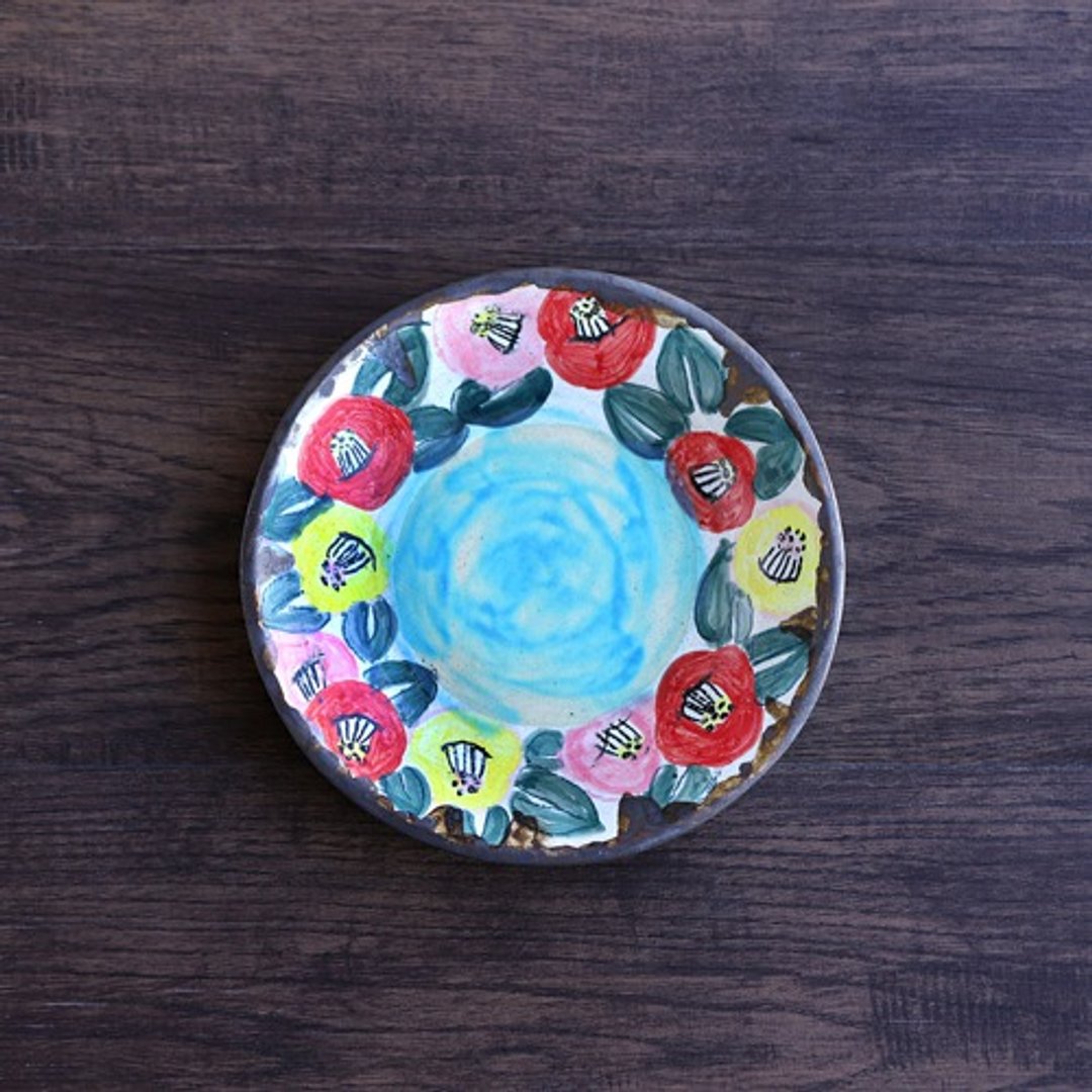 "Camellia blooming on the lakeside" flat plate - 浅碟/小碟子 - 陶 