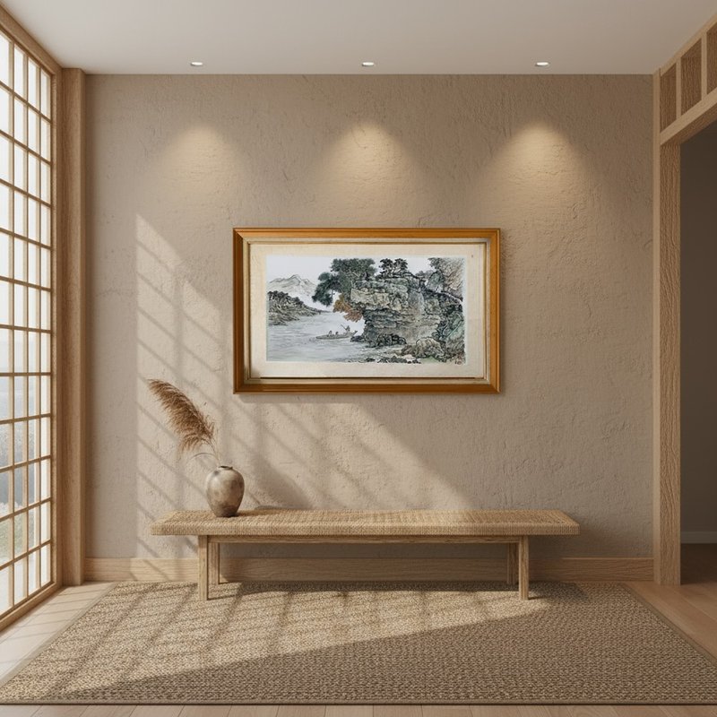 知音共船忘年趣 水墨人物山水原作 生宣纸 横幅作品 - 海报/装饰画/版画 - 纸 