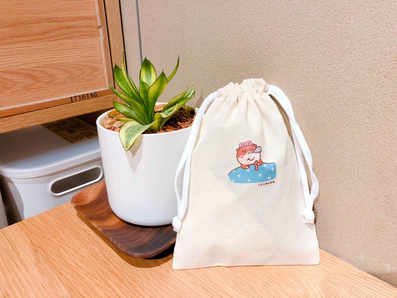 午睡猫の日常 猫帆布束口袋 手工印制 Drawstring bag - 化妆包/杂物包 - 棉．麻 