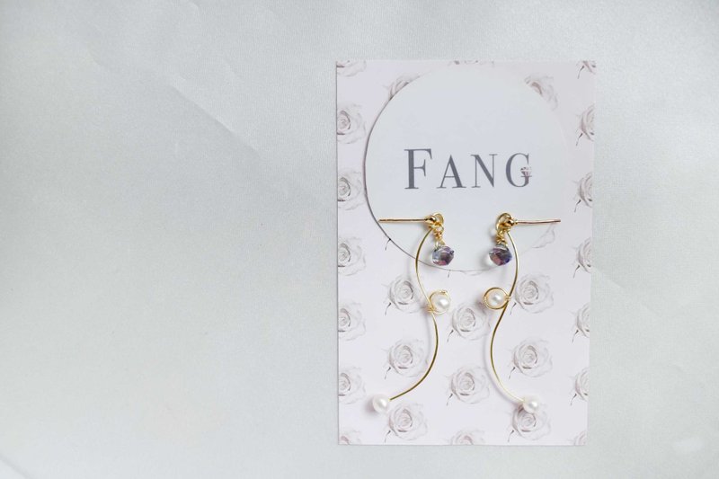 【Mermaid】美人鱼水晶珍珠耳环 / 耳针 / 耳夹 - 耳环/耳夹 - 宝石 白色