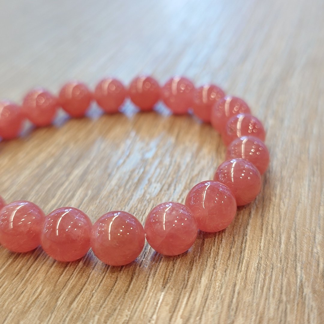 水晶手串 - 红纹石 (Rhodochrosite) - 手链/手环 - 水晶 红色