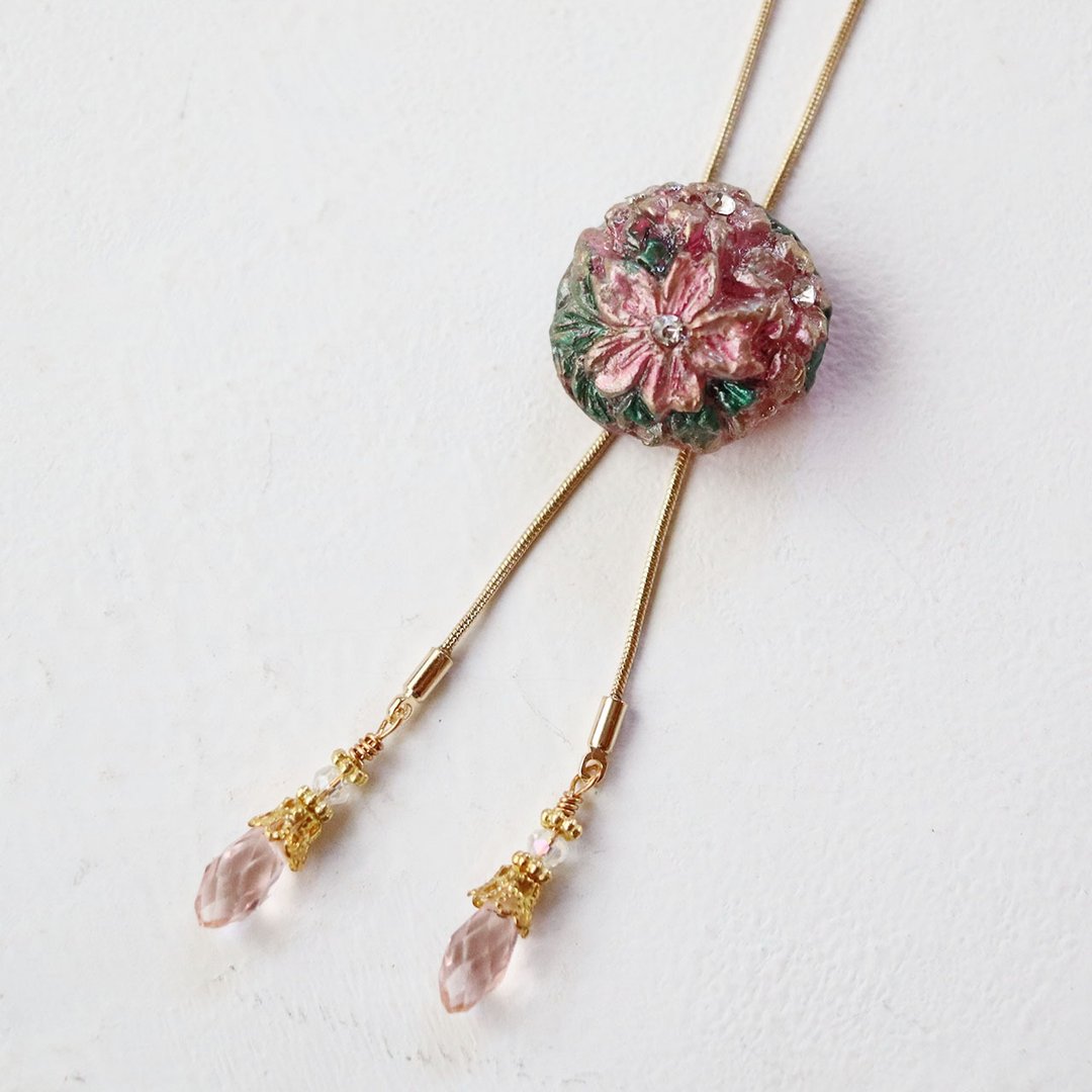 樱花领带夹 项链/长项链风格 浅红色 x 樱花粉 - 项链 - 树脂 粉红色