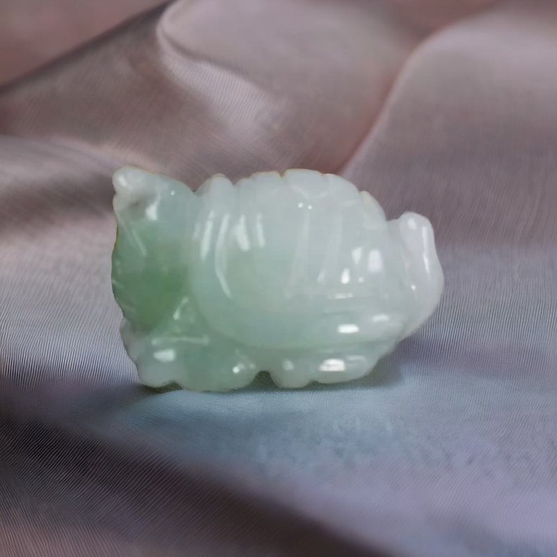 【吉祥·长寿】冰糯飘绿花乌龟摆饰 | 天然缅甸玉翡翠A货 | 送礼 - 其他 - 玉石 绿色