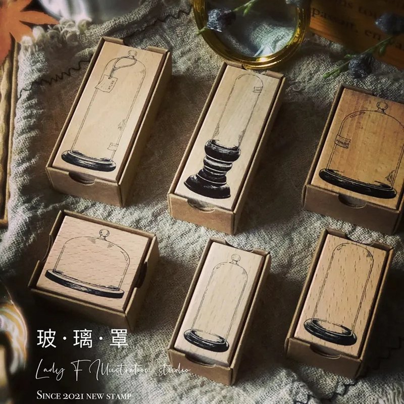 LXM-BG-Lady F手绘温室-玻璃罩 - 印章/印台 - 木头 