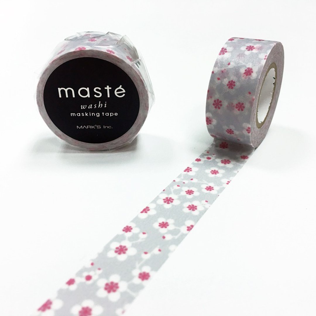 maste 和纸胶带 海外限定-Multi 和风【梅花-灰 (MST-MKT201-GY)】 - 纸胶带 - 纸 灰色