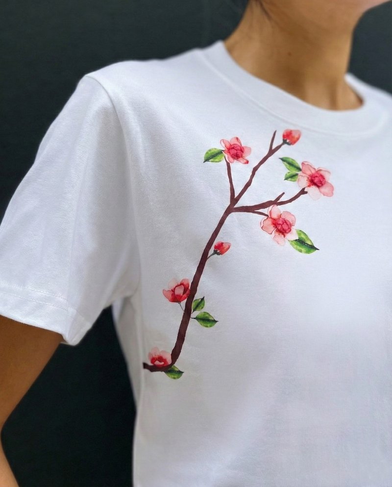 RIA 麻雀印花中式花钮 T 恤 (白色) - 女装 T 恤 - 棉．麻 白色