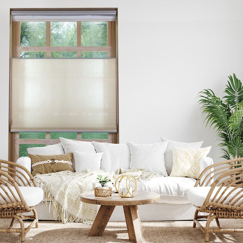 浅米上下开合双循环珠链透光蜂巢帘 (Alabaster) - 门帘/门牌 - 聚酯纤维 