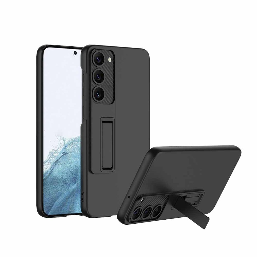 CASE SHOP Samsung S23+ 支架站立保护壳-黑 - 手机壳/手机套 - 人造皮革 黑色