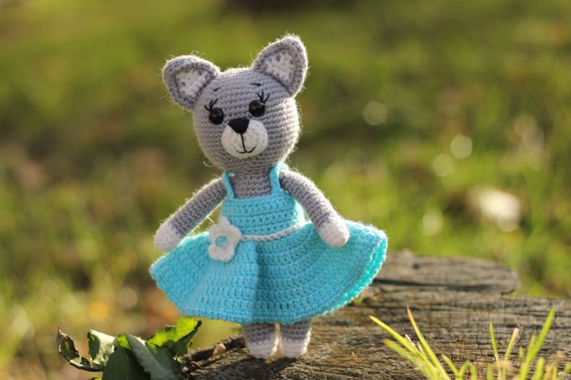 Crochet kitty, Crochet kitty Stuffed, toy knitted kitty, Cute plush animals - 玩具/玩偶 - 羊毛 