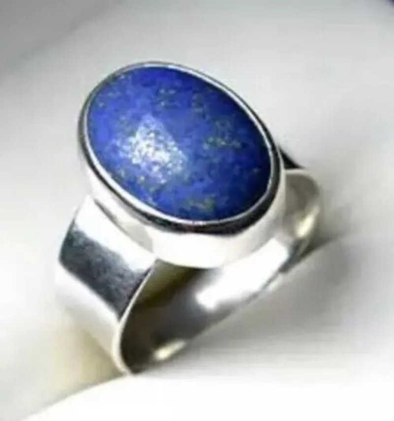 男士青金石戒指 Lajward 戒指 925 纯银青金石男戒 蓝色戒指 - 戒指 - 宝石 蓝色