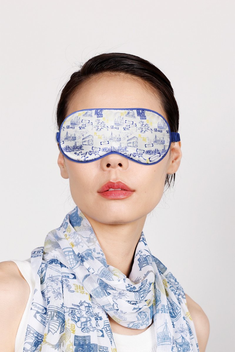 RENEE 香港印花睡眠眼罩 (白色/海军蓝) - 寝具 - 聚酯纤维 蓝色