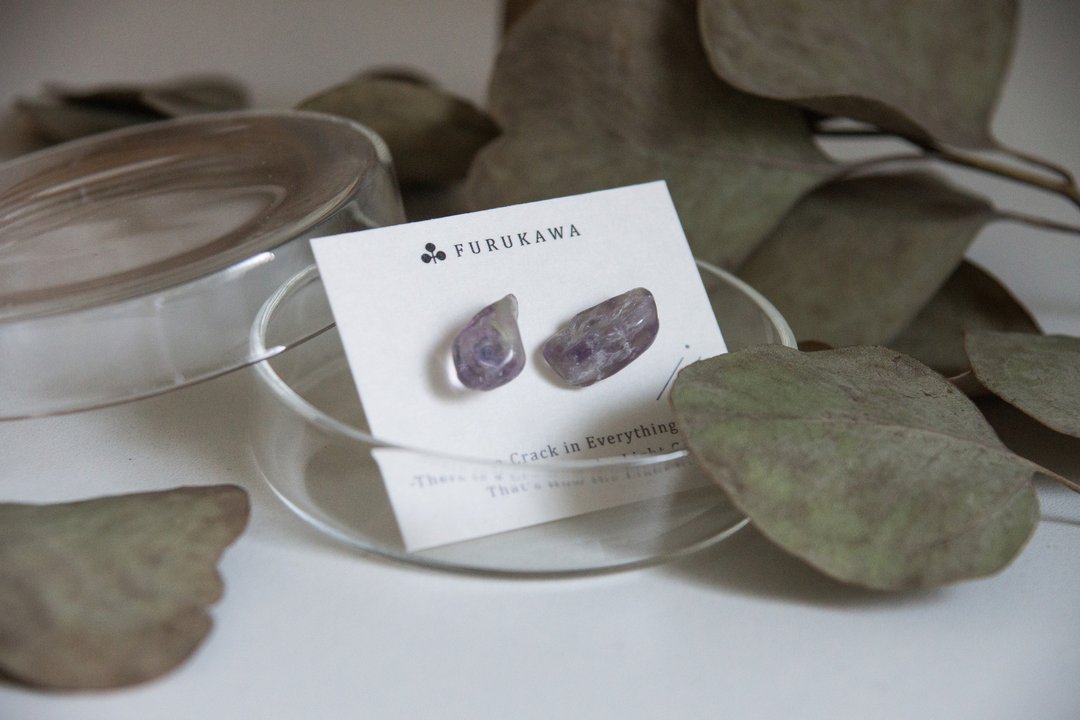 CRACK | 矿物系耳环 |  EARRINGS - 耳环/耳夹 - 玉石 紫色