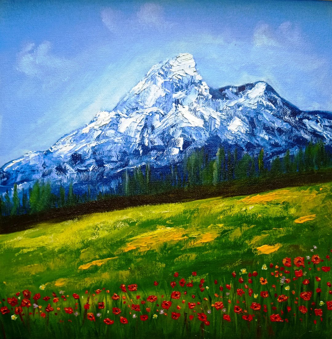 落基山脉红罂粟花原画 - 墙贴/壁贴 - 其他材质 黄色