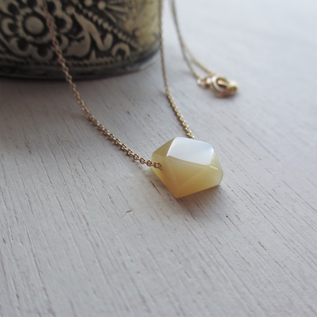 Takase Shell Gem Cut K14GF Necklace Square - 项链 - 其他材质 金色