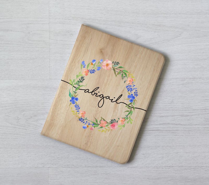 订制保护壳加名木纹花环 ipad 10代 Air 4 Pro 11 12.9寸 mini 6 - 平板/电脑保护壳 - 塑料 多色