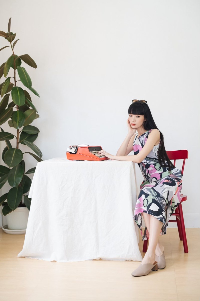 BIRUCHU 热带印花长洋装 - 韩国棉，聚酯纤维内衬 - 洋装/连衣裙 - 棉．麻 多色