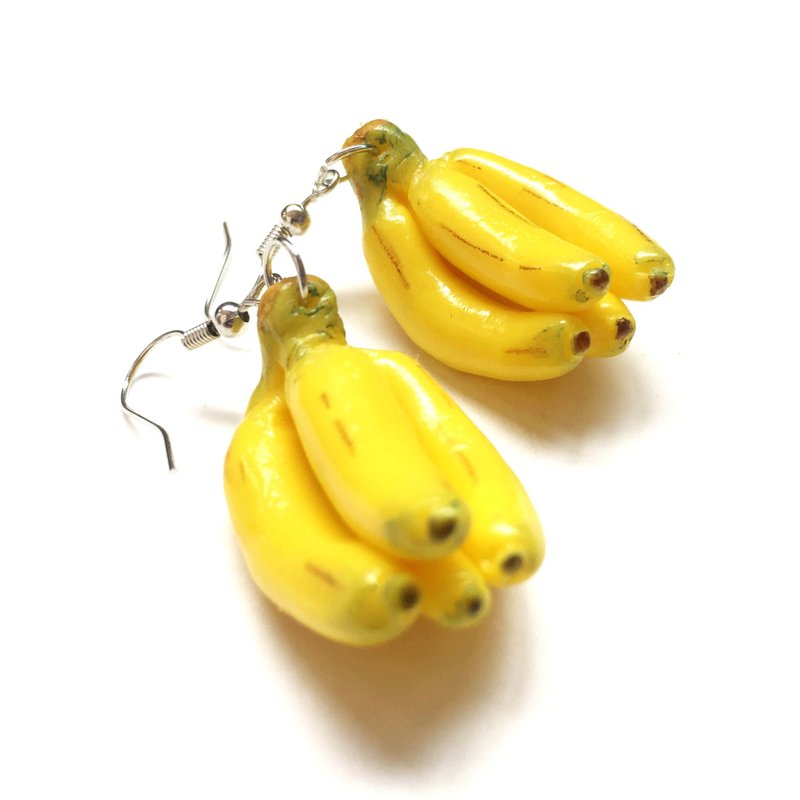 ฺBananA EARRING 2 - 耳环/耳夹 - 粘土 黄色