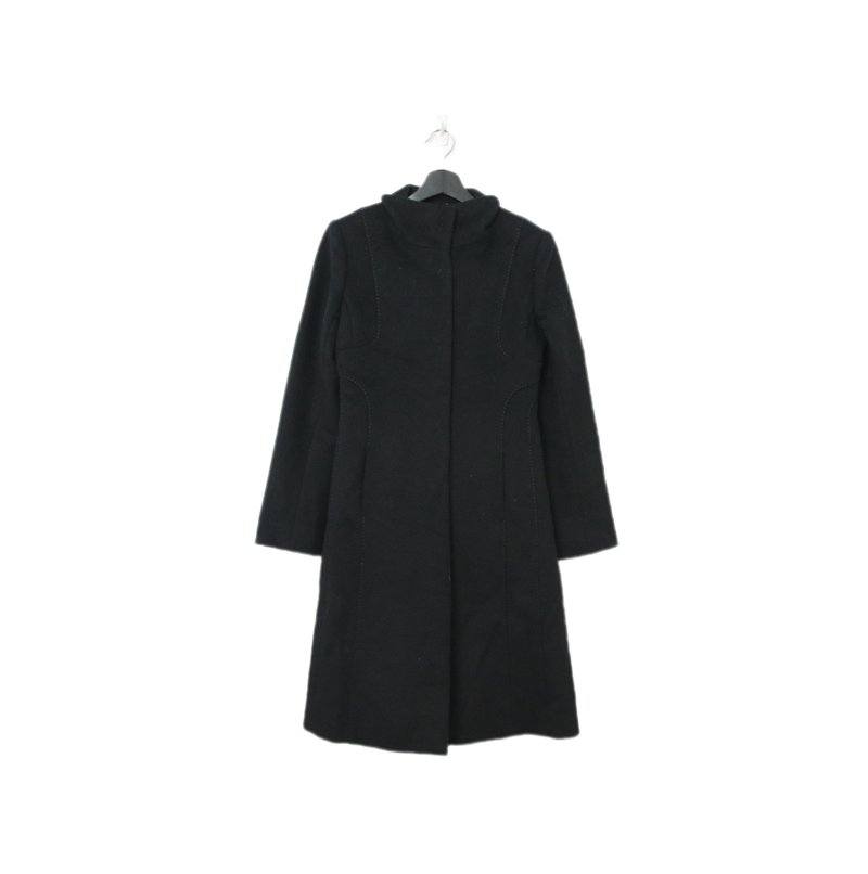 Back to Green-秋冬大衣外套 深黑高领 俐落 A-04/vintage - 女装休闲/机能外套 - 羊毛 