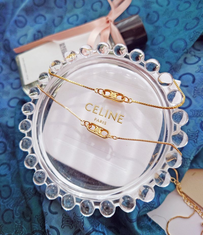 中古真品 CELINE 迷你凯旋门 项链颈链手链手链 耳环包包挂件挂饰 - 手链/手环 - 其他金属 金色