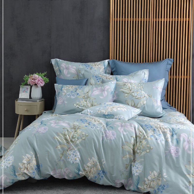 60支精梳棉/台规欧规床包枕套薄被套两用被套/花语梦境 - 寝具 - 棉．麻 绿色