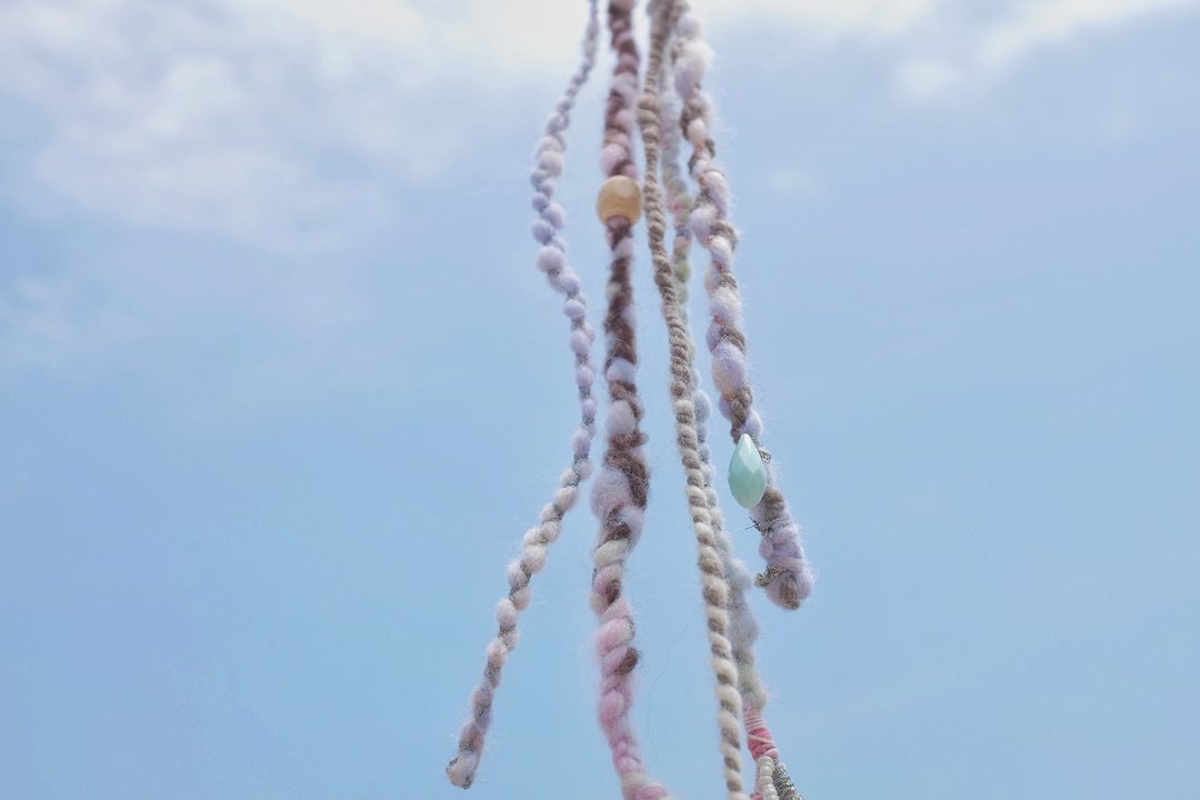 吉普塞脏辫 发夹 Gypsy hair Clip (Pink M) - 发饰 - 羊毛 粉红色