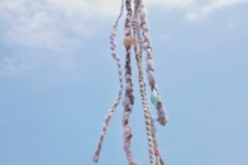 吉普塞脏辫 发夹 Gypsy hair Clip (Pink M) - 发饰 - 羊毛 粉红色