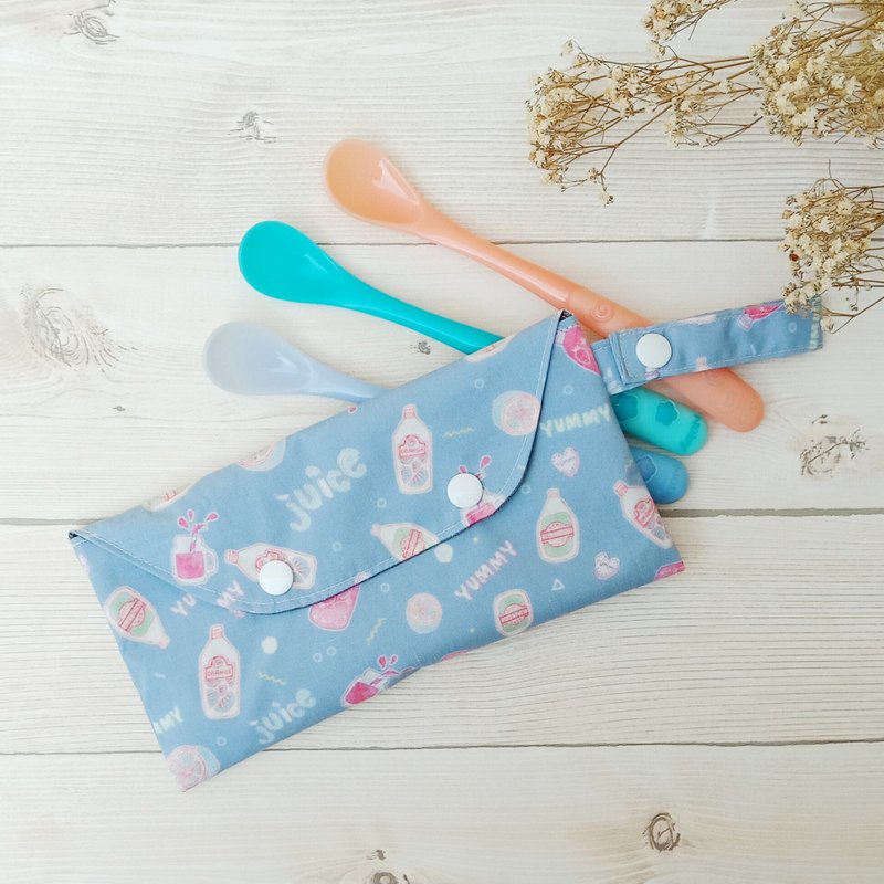 【儿童餐具袋】汽水/防泼水材质 - 儿童餐具/餐盘 - 棉．麻 蓝色