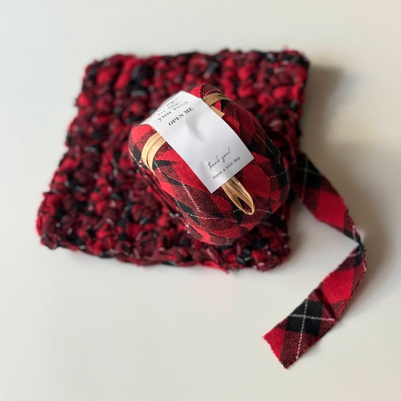 升级再造的织物纱线　水牛格纹红色 S - 编织/刺绣/羊毛毡/裁缝 - 聚酯纤维 红色