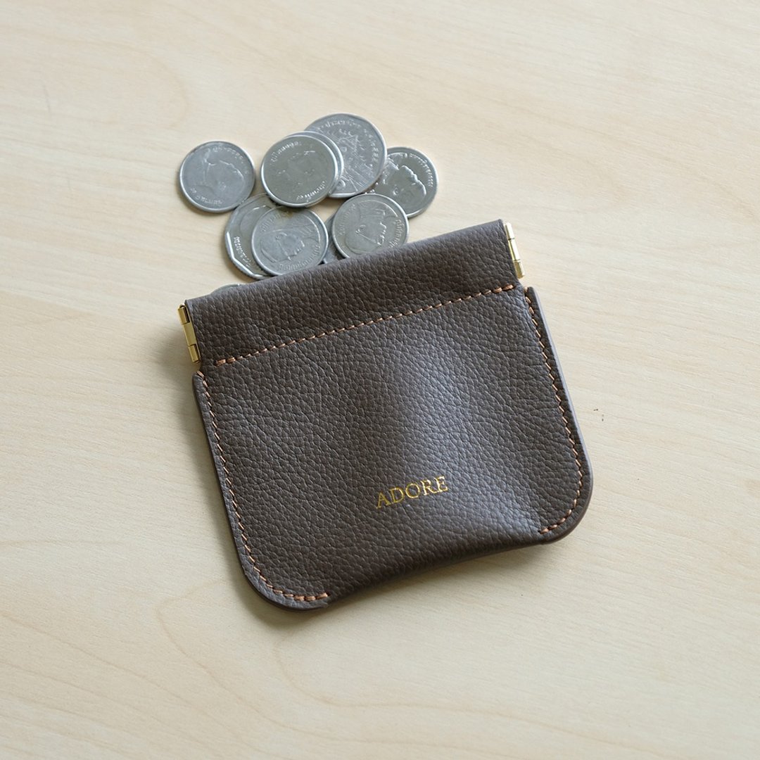ADORE Leather coin purse (Cocoa) - 零钱包 - 真皮 咖啡色