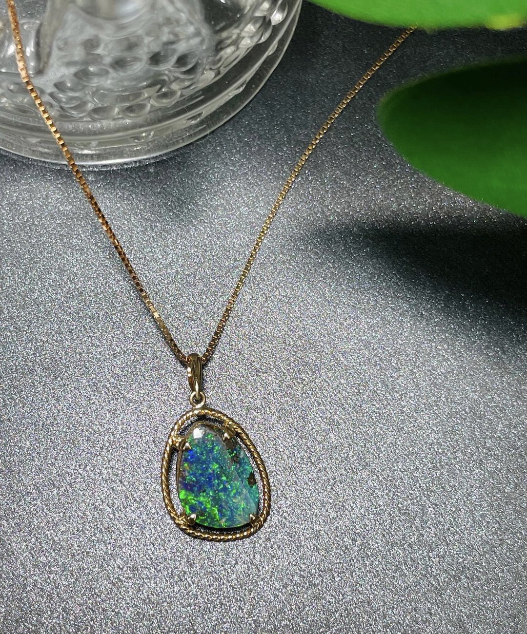 澳洲蛋白石 18K 轻奢珠边项链 - 项链 - 贵金属 