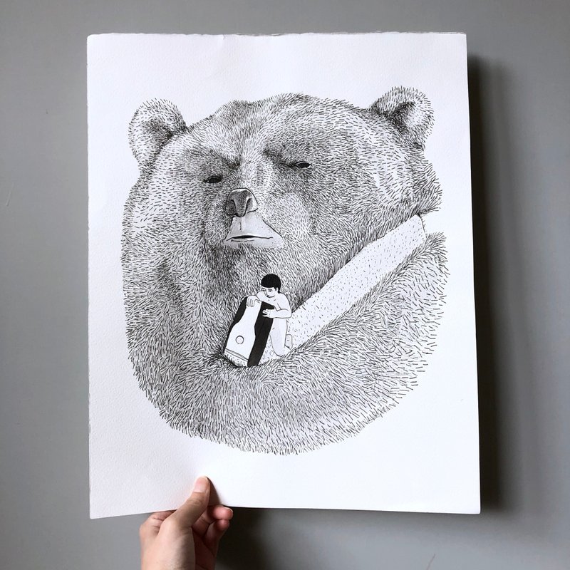 厚颜男孩手绘原画-动物系列-剃熊。 挂画/插画艺术/限量原作 - 海报/装饰画/版画 - 纸 