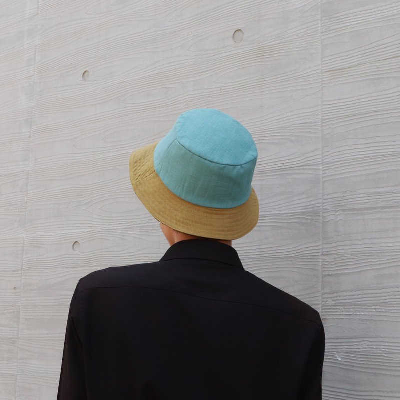 湖绿双面渔夫帽 bucket hat - 帽子 - 棉．麻 绿色