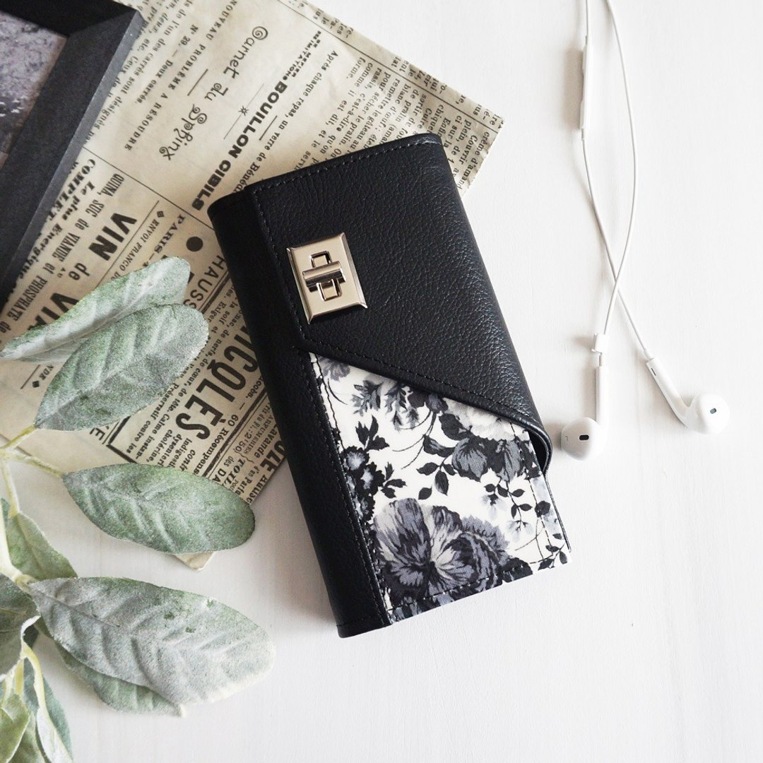 Monotone Rose  iPhone case  Handbook type smart case - 手机壳/手机套 - 防水材质 黑色